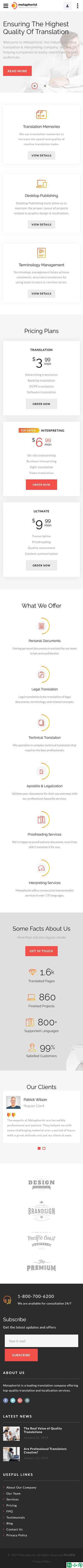 高质量翻译服务公司网站模板-手机预览